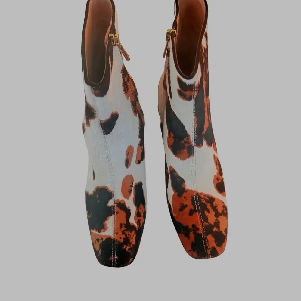 Sam Edelman PAIGE Calf Hair Cow Print Ankle Booties NIB Size 8.5
